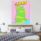 Reis kaart van Ghana Canvas Afdruk (Insitu (Slaapkamer))