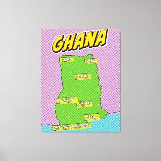 Reis kaart van Ghana Canvas Afdruk (Voorkant)