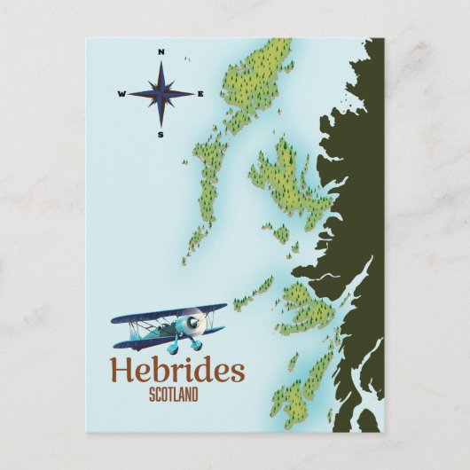 Reis kaart van Hebriden Schotland. (Voorkant)