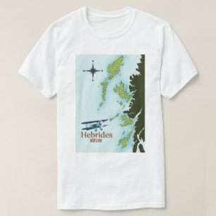 Reis kaart van Hebriden Schotland. T-shirt