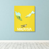 Reis kaart van Maleisië Canvas Afdruk (Insitu (Houten vloer))