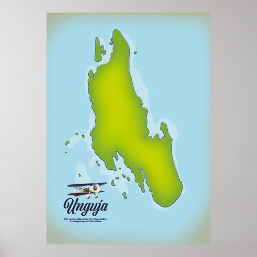 Reis kaart van Unguja eiland Poster (Voorkant)