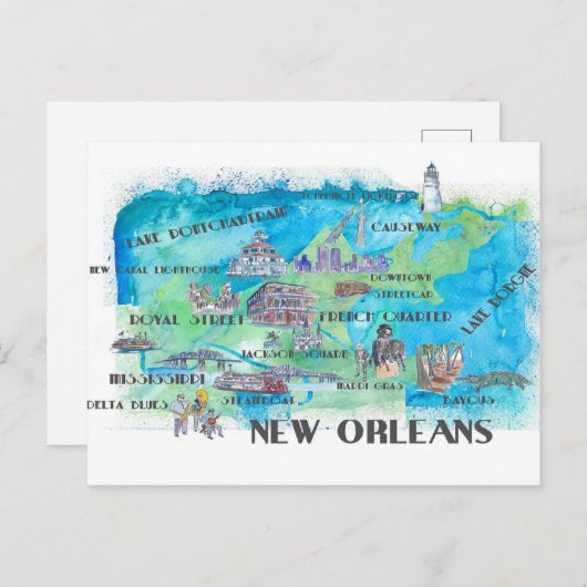 Reis Kaart van USA New Jersey Met Hoogtepunten (Voorkant / Achterkant)