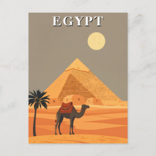 Reis Kamelen en Piramides Woestijn Oude Egypte Briefkaart