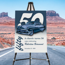 Reis Klassieke Blauwe Auto Wordt 50e Verjaardag