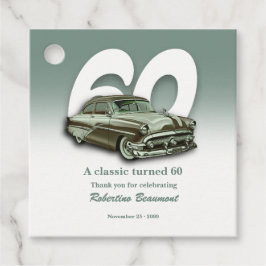 Reis Klassieke Groene Auto Wordt 60 Jaar Bedankjes Labels