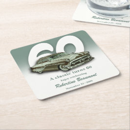 Reis Klassieke Groene Auto Wordt 60 Jaar Kartonnen Onderzetters