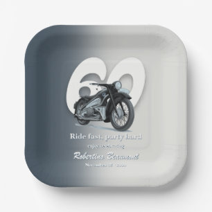 Reis Klassieke Motorfiets Rijd Snel 60e Verjaardag Papieren Bordje