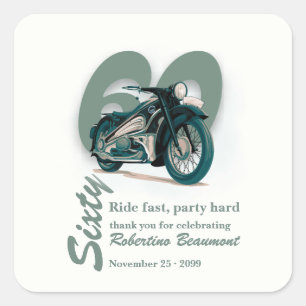 Reis Klassieke Motorfiets Rijd Snel 60e Verjaardag Vierkante Sticker