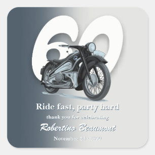 Reis Klassieke Motorfiets Rijd Snel 60e Verjaardag Vierkante Sticker