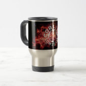 Reis koffiebok met CorleyQ "Fire"-design. Reisbeker (Voorkant links)