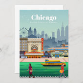 Reis Kunst Reis Naar Chicago Kaart (Voorkant / Achterkant)