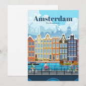 Reis Kunst Reizen naar Amsterdam Feestdagenkaart (Voorkant / Achterkant)