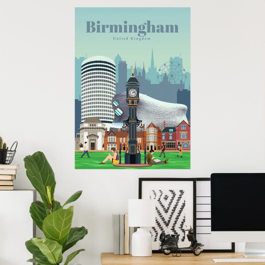 Reis Kunst Reizen naar Birmingham Poster (Thuiskantoor)