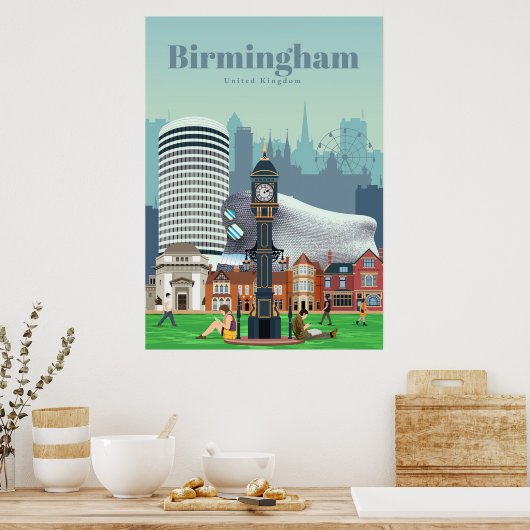 Reis Kunst Reizen naar Birmingham Poster (Keuken)