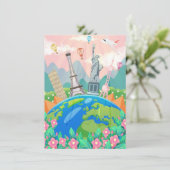 Reis Kunst Reizen Rond De Wereld Kaart (Staand voorkant)