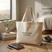 Reis Licht Leef Diep Minimalistische Typografie Grote Tote Bag