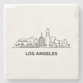 Reis Los Angeles Silhouet Minimalistische Lijn Kun Stenen Onderzetter