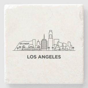 Reis Los Angeles Silhouet Minimalistische Lijn Kun Stenen Onderzetter