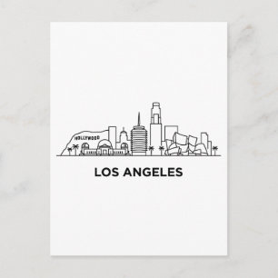 Reis Los Angeles Silhouet Minimalistische Lijnkuns Briefkaart