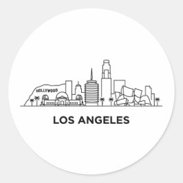 Reis Los Angeles Silhouet Minimalistische Lijnkuns Ronde Sticker