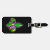Reis Mardi Gras-kleuren fleur de lis faux-stofvrij Bagagelabel (Voorkant horizontaal)