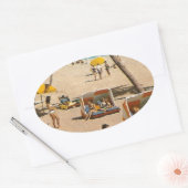  reis met de bus van Retro Florida Ovale Sticker (Envelop)