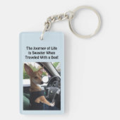 REIS MET EEN DOG - sleutelhanger (achterkant)