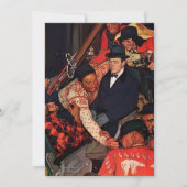 Reis met een skitrein - Norman Rockwell Feestdagenkaart (Voorkant)