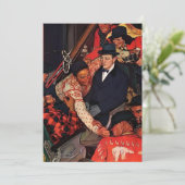 Reis met een skitrein - Norman Rockwell Feestdagenkaart (Staand voorkant)