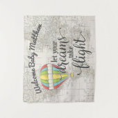 Reis met hete luchtballon Baby Shower Wandkleed (Voorkant)