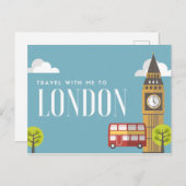 Reis met mij mee naar Londen Engeland Feestdagenkaart (Voorkant / Achterkant)