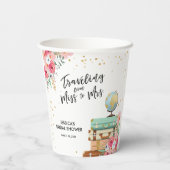 Reis Miss naar Mrs Adventure Floral Vrijgezellenfe Papieren Bekers (Achterkant)