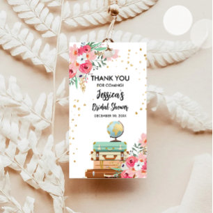 Reis Miss naar Mrs Pink Floral Vrijgezellenfeest Cadeaulabel