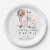 Reis Miss naar Mrs Roze Koffer Bruidsfeest Papieren Bordje (Voorkant)