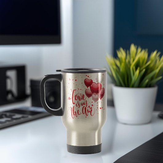 Reis mok met gepersonaliseerde tekst 'Liefde Is In