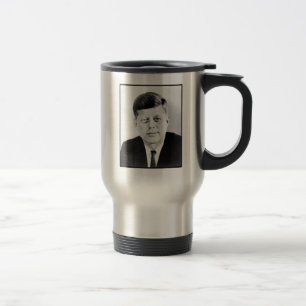 Reis mok met portret van president John F Kennedy