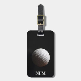 Reis Monogram Sporten Witte Golfbal op Zwart Bagagelabel