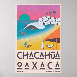 Reis Muurkunst Chacahua Surf Scene - Oaxaca Poster