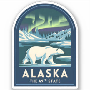 Reis naar Alaska Noorderlicht IJsbeer Oud Reisgevo Sticker