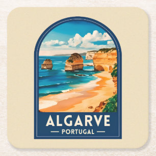 Reis naar Algarve Portugal Retro Kust Kartonnen Onderzetters