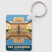 Reis naar Alhambra Granada Spanje Retro Scène Sleutelhanger (Achterkant)