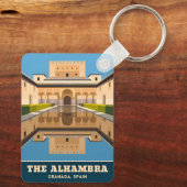 Reis naar Alhambra Granada Spanje Retro Scène Sleutelhanger (Achterkant)