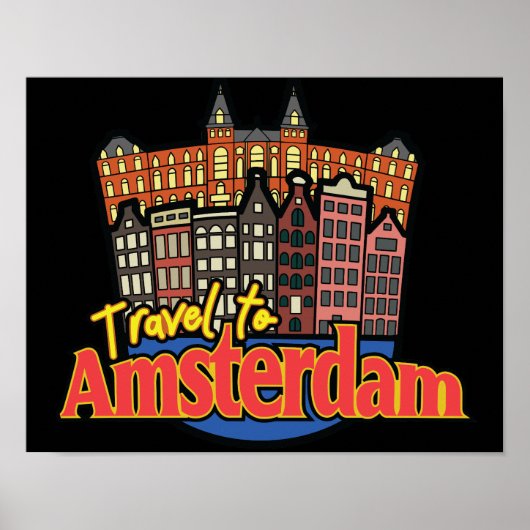 Reis naar Amsterdam Nederland Retro Poster (Voorkant)