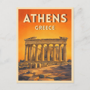 Reis naar Athene Griekenland Parthenon Zonsonderga Briefkaart