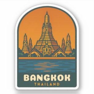 Reis naar Bangkok Thailand Retro Grafisch Sticker