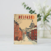 Reis naar Belfast in de winter Vintage Briefkaart (Staand voorkant)