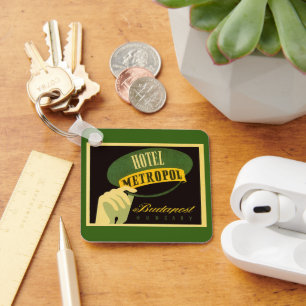 Reis naar Boedapest Hongarije vintage baret van de Sleutelhanger