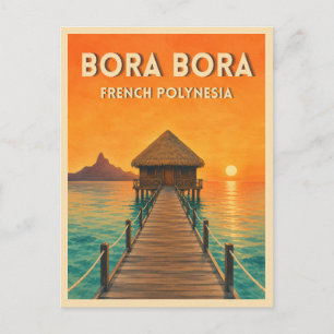 Reis naar Bora Bora Frans-Polynesië Zonsondergang Briefkaart