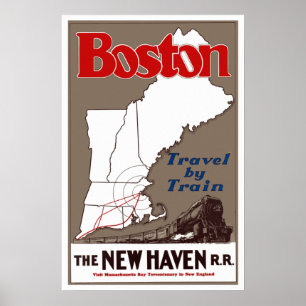  reis naar Boston New England Poster